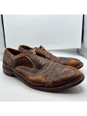 Allen Edmonds Strandmok Mens 11.5 Brown Cap Toe Oxford Dress Shoes Leather